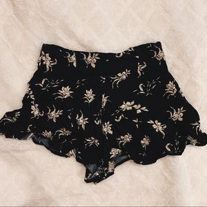 Cute Black and White Floral Shorts